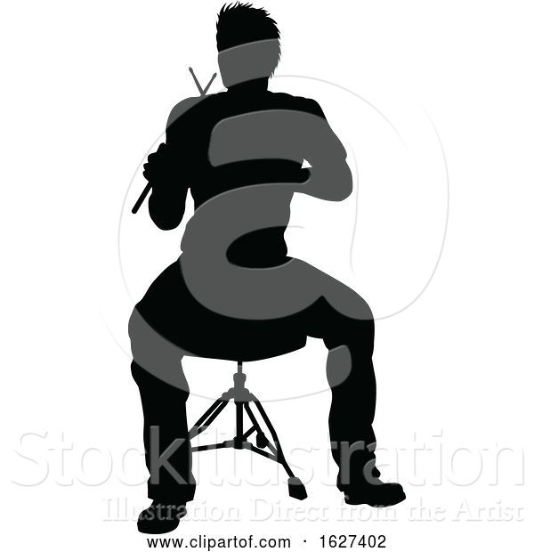 Vector Illustration of Musician Drummer Silhouette