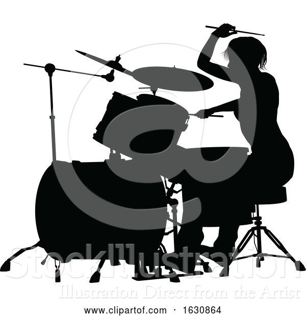 Vector Illustration of Musician Drummer Silhouette