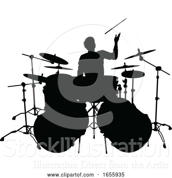 Vector Illustration of Musician Drummer Silhouette