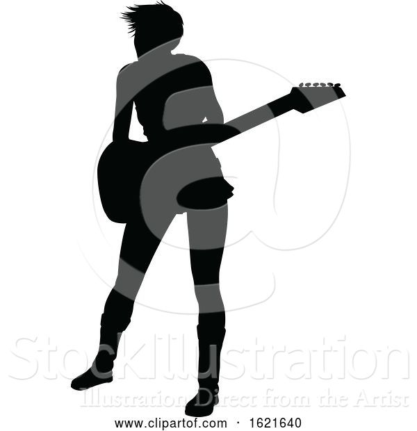 Vector Illustration of Musician Guitarist Silhouette