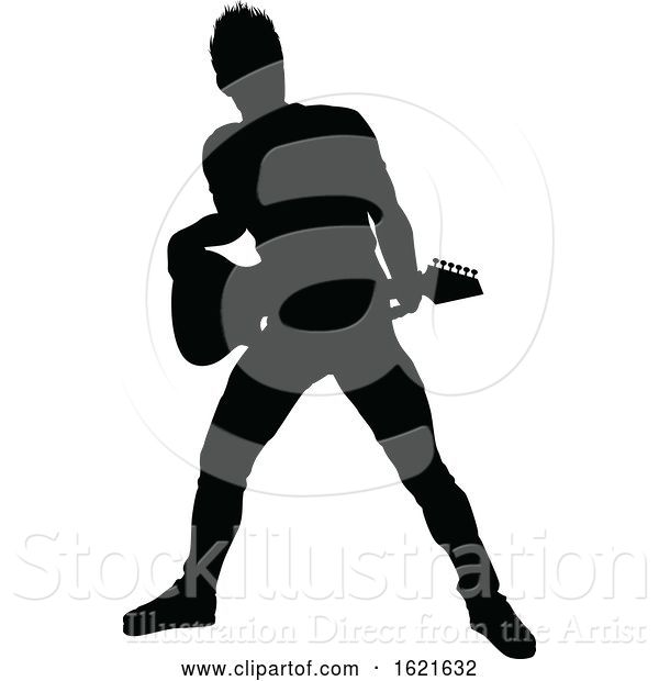 Vector Illustration of Musician Guitarist Silhouette