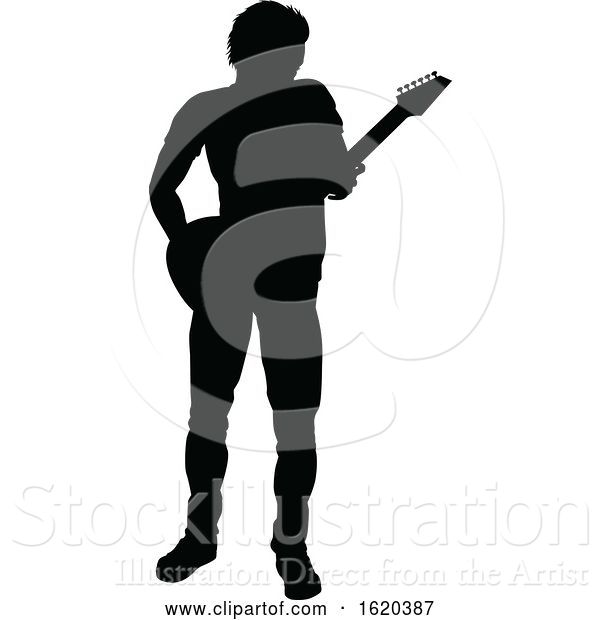 Vector Illustration of Musician Guitarist Silhouette