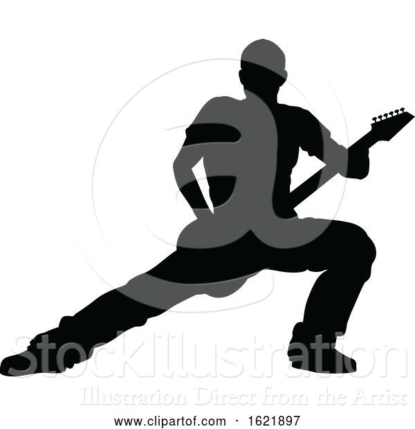 Vector Illustration of Musician Guitarist Silhouette