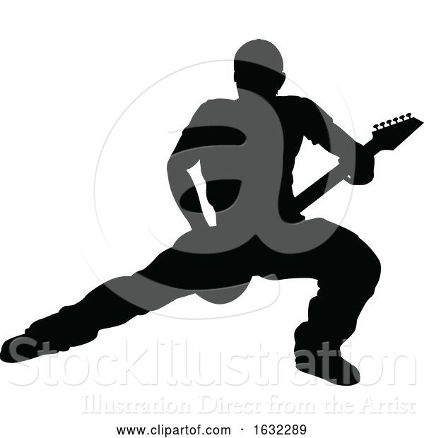 Vector Illustration of Musician Guitarist Silhouette