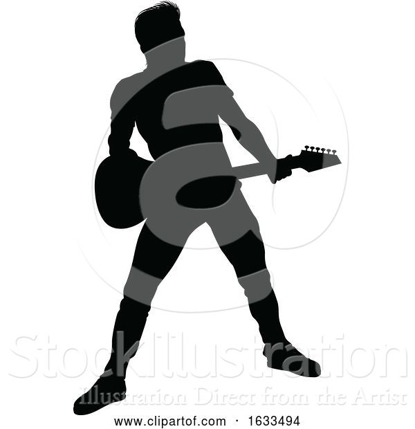 Vector Illustration of Musician Guitarist Silhouette