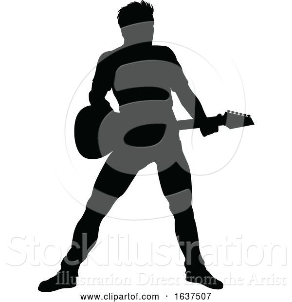 Vector Illustration of Musician Guitarist Silhouette