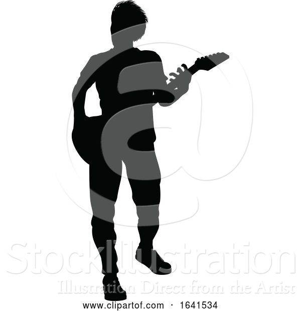 Vector Illustration of Musician Guitarist Silhouette