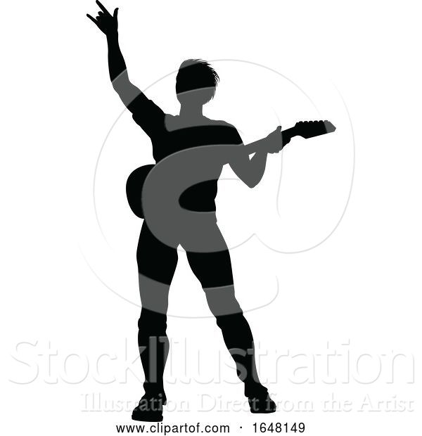 Vector Illustration of Musician Guitarist Silhouette