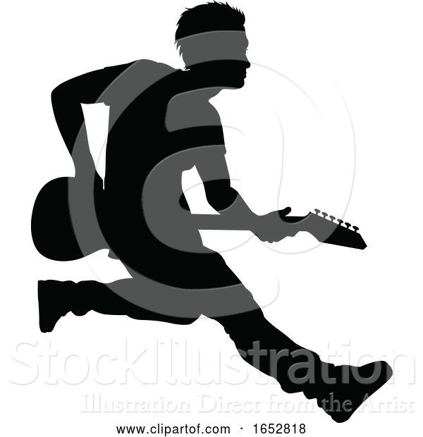 Vector Illustration of Musician Guitarist Silhouette