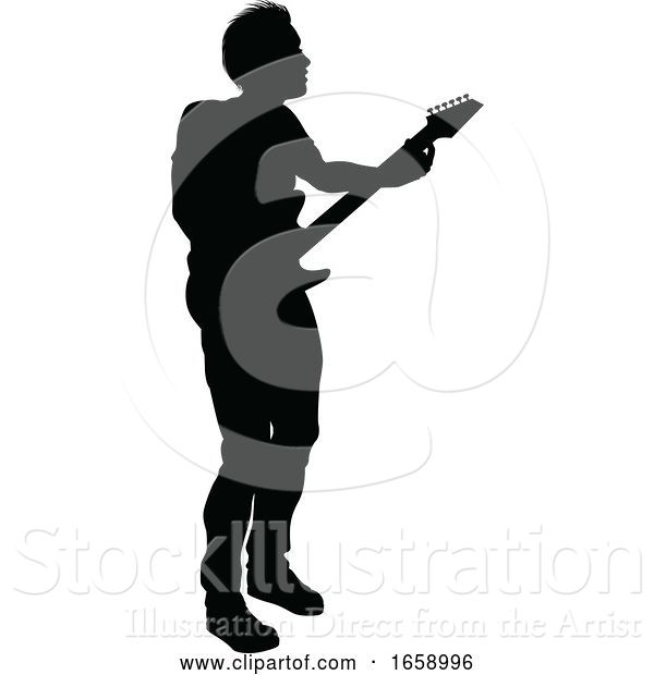 Vector Illustration of Musician Guitarist Silhouette