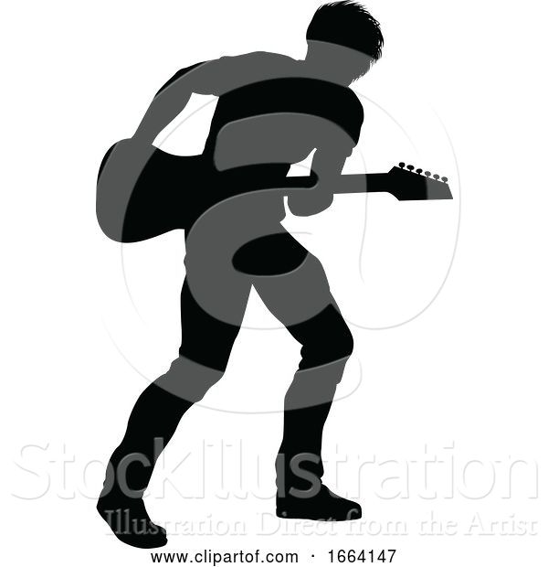 Vector Illustration of Musician Guitarist Silhouette