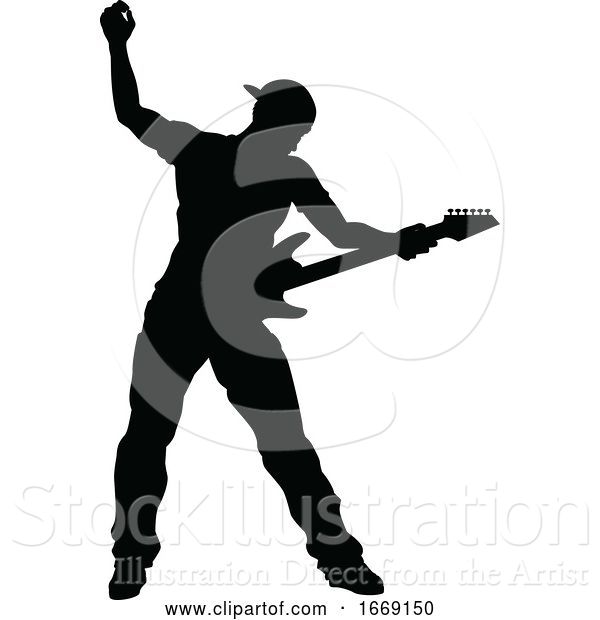 Vector Illustration of Musician Guitarist Silhouette