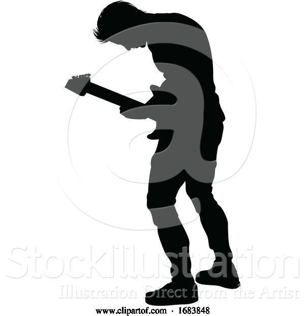 Vector Illustration of Musician Guitarist Silhouette