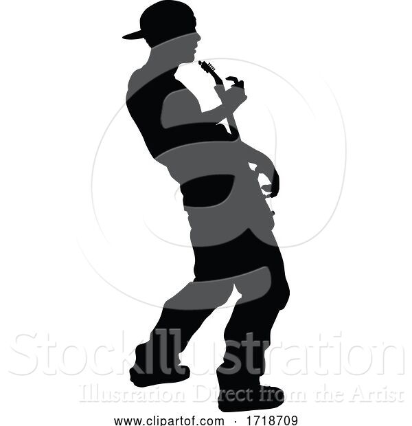 Vector Illustration of Musician Guitarist Silhouette