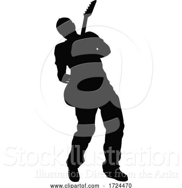 Vector Illustration of Musician Guitarist Silhouette