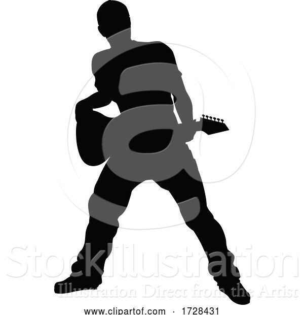 Vector Illustration of Musician Guitarist Silhouette