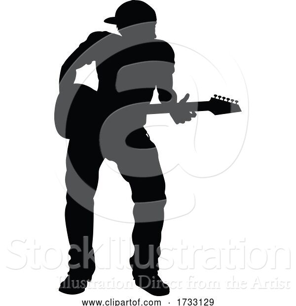 Vector Illustration of Musician Guitarist Silhouette