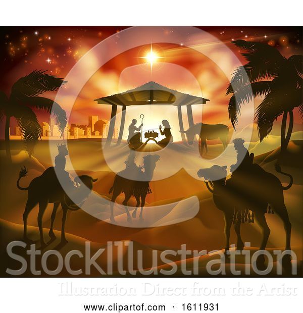 Vector Illustration of Nativity Christmas Scene