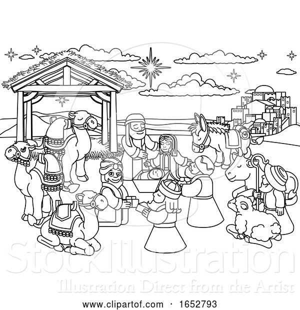 Vector Illustration of Nativity Scene Christmas