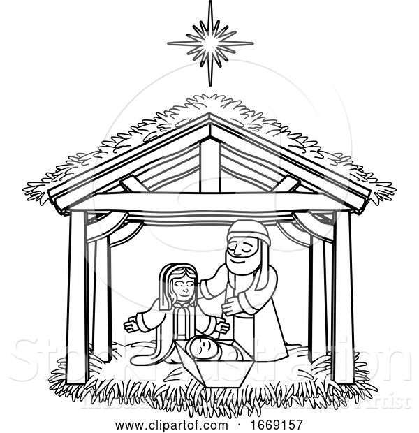 Vector Illustration of Nativity Scene Christmas