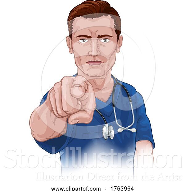 Vector Illustration of Nurse Doctor Pointing Your Country Needs You