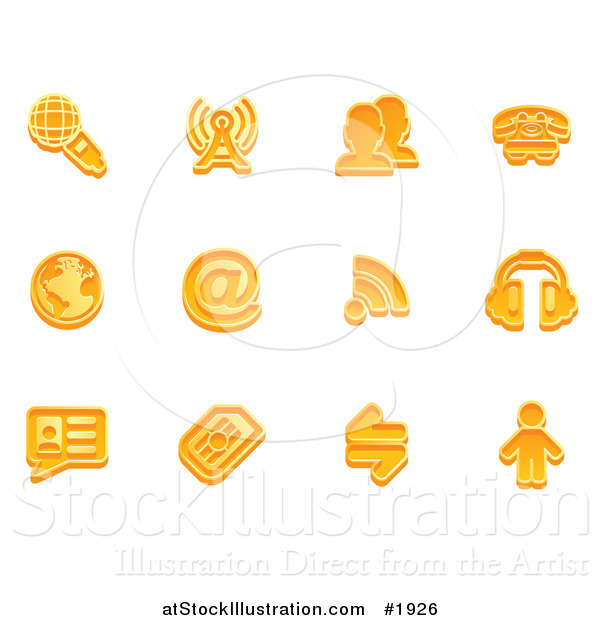 Vector Illustration of Orange Communication Icons