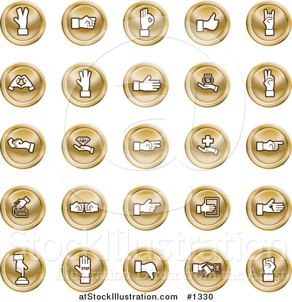 Vector Illustration of Orange Hand Gesture Icons