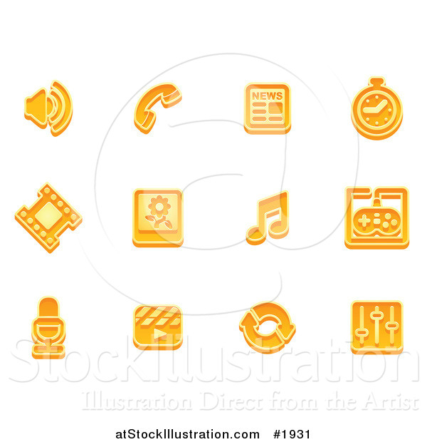 Vector Illustration of Orange Media Icons