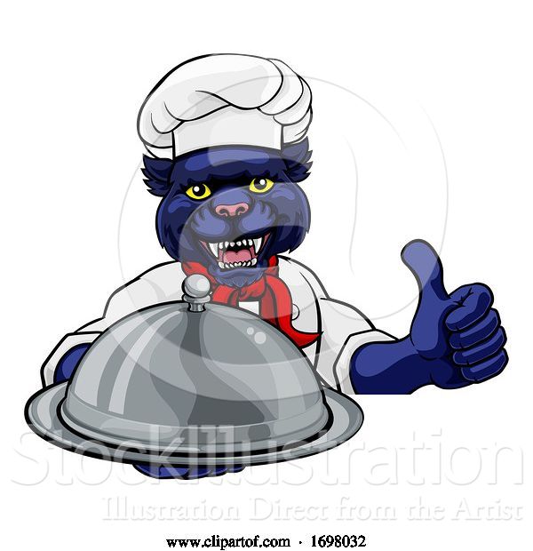 Vector Illustration of Panther Chef Mascot Sign Character