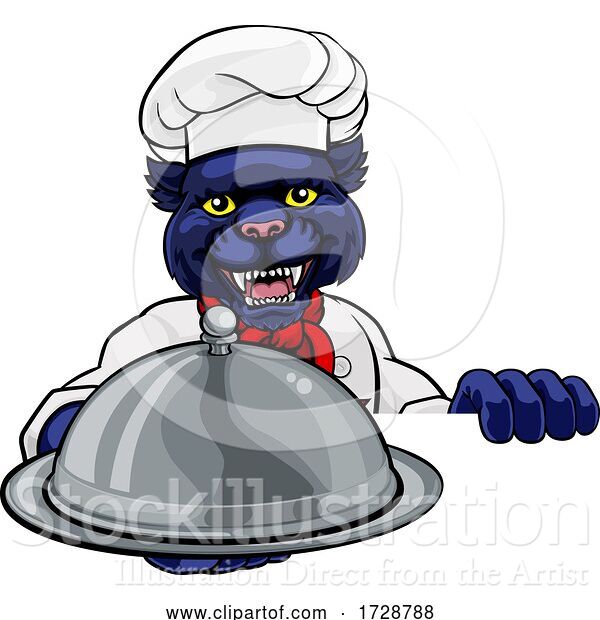 Vector Illustration of Panther Chef Mascot Sign Character