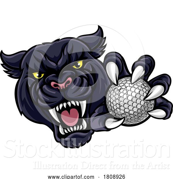 Vector Illustration of Panther Cougar Jaguar Cat Golf Ball Mascot