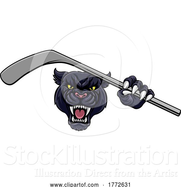 Vector Illustration of Panther Ice Hockey Player Animal Sports Mascot
