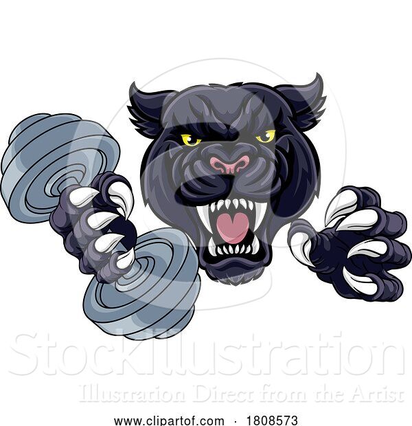 Vector Illustration of Panther Jaguar Leopard Weight Lifting Gym Mascot