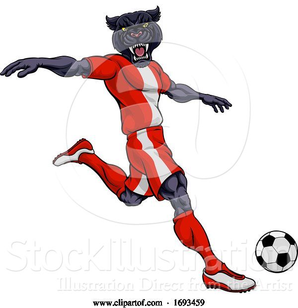 Vector Illustration of Panther Soccer Football Player Sports Mascot