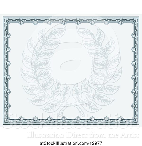 Vector Illustration of Pastel Blue Certificate Design with a Laurel Wreath