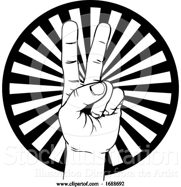 Vector Illustration of Peace Victory Hand Sign