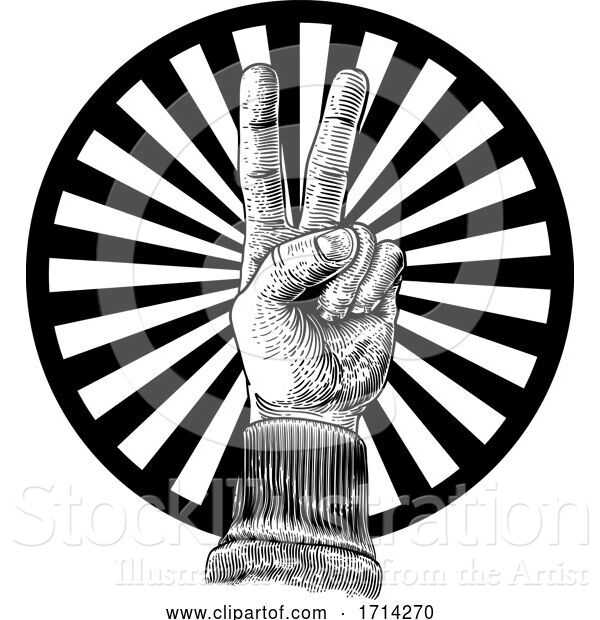 Vector Illustration of Peace Victory Hand Sign