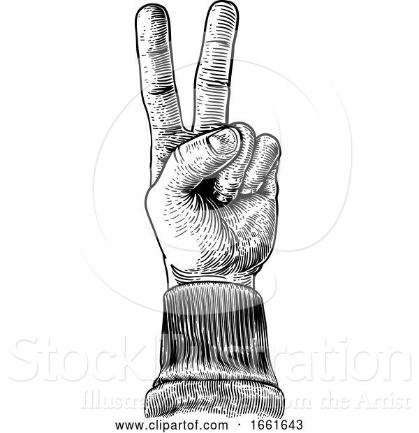 Vector Illustration of Peace Victory Hand Two Finger Sign