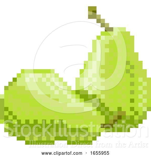 Vector Illustration of Pear Pixel Art 8 Bit Video Game Fruit Icon