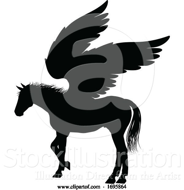 Vector Illustration of Pegasus Silhouette Mythological Winged Horse