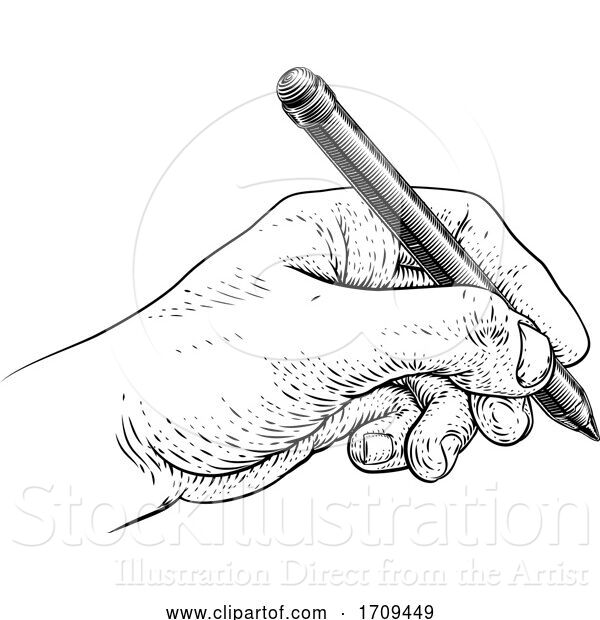 Vector Illustration of Pencil Hand Vintage Engraved Etched Woodcut Print