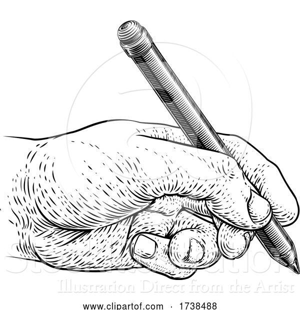 Vector Illustration of Pencil Hand Vintage Engraved Etched Woodcut Print