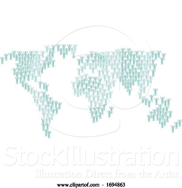 Vector Illustration of People Crowd Group World Map