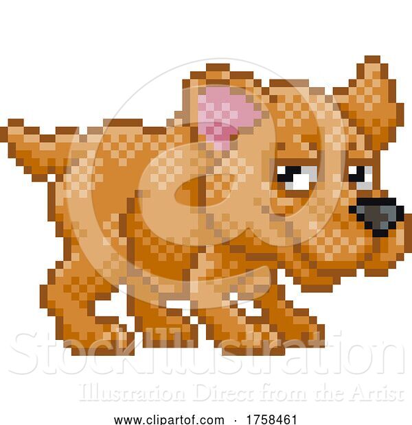 Vector Illustration of Pet Dog Pixel Art Video Game Animal