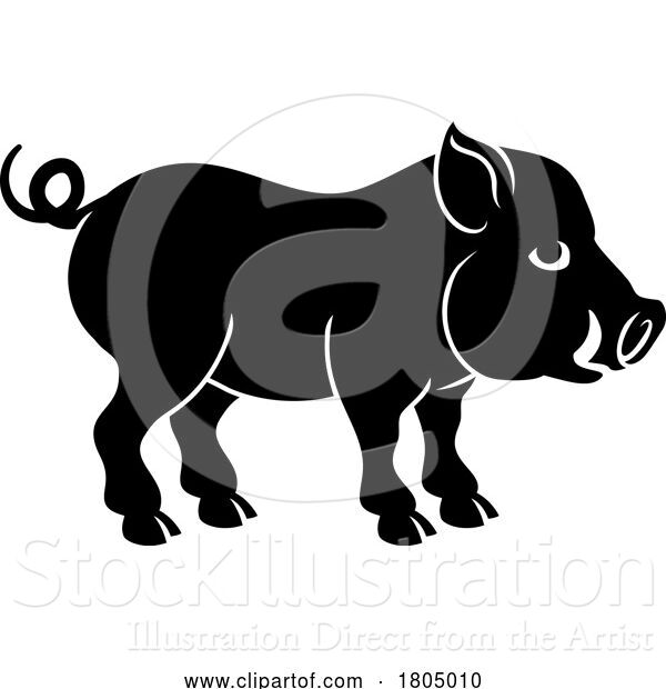 Vector Illustration of Pig Boar Chinese Zodiac Horoscope Animal Year Sign