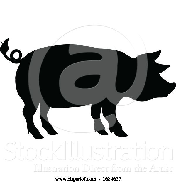 Vector Illustration of Pig Farm Animal Silhouette