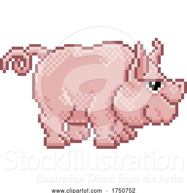 Vector Illustration of Pig Pixel Art Animal Video Game