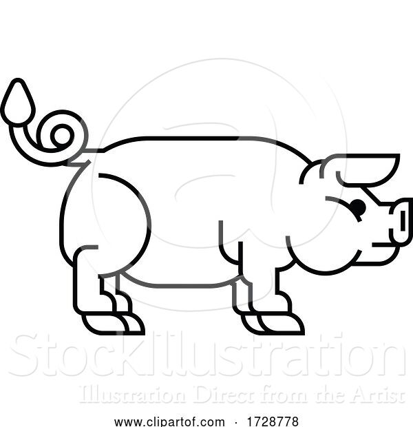 Vector Illustration of Pig Sign Label Icon Concept