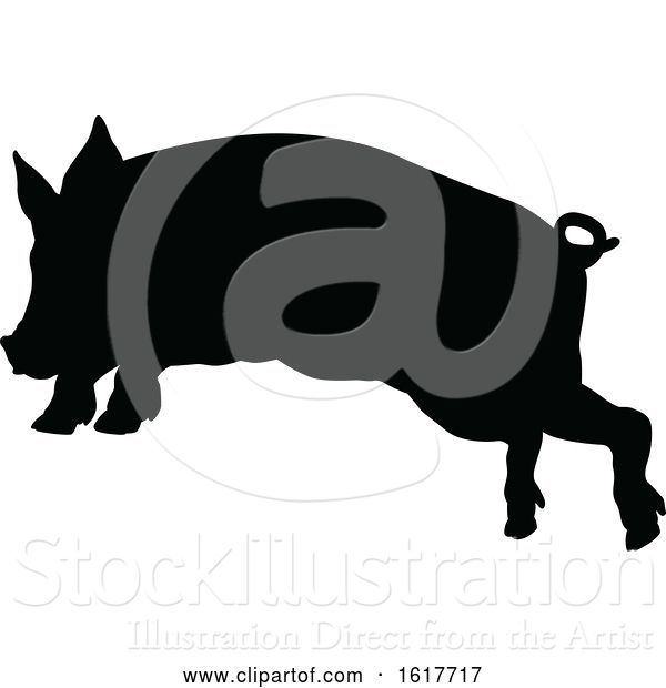 Vector Illustration of Pig Silhouette Farm Animal