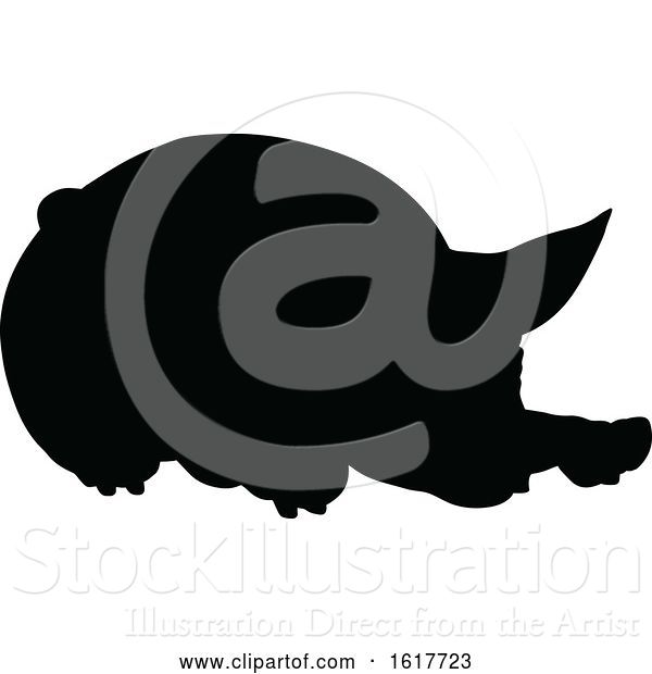 Vector Illustration of Pig Silhouette Farm Animal